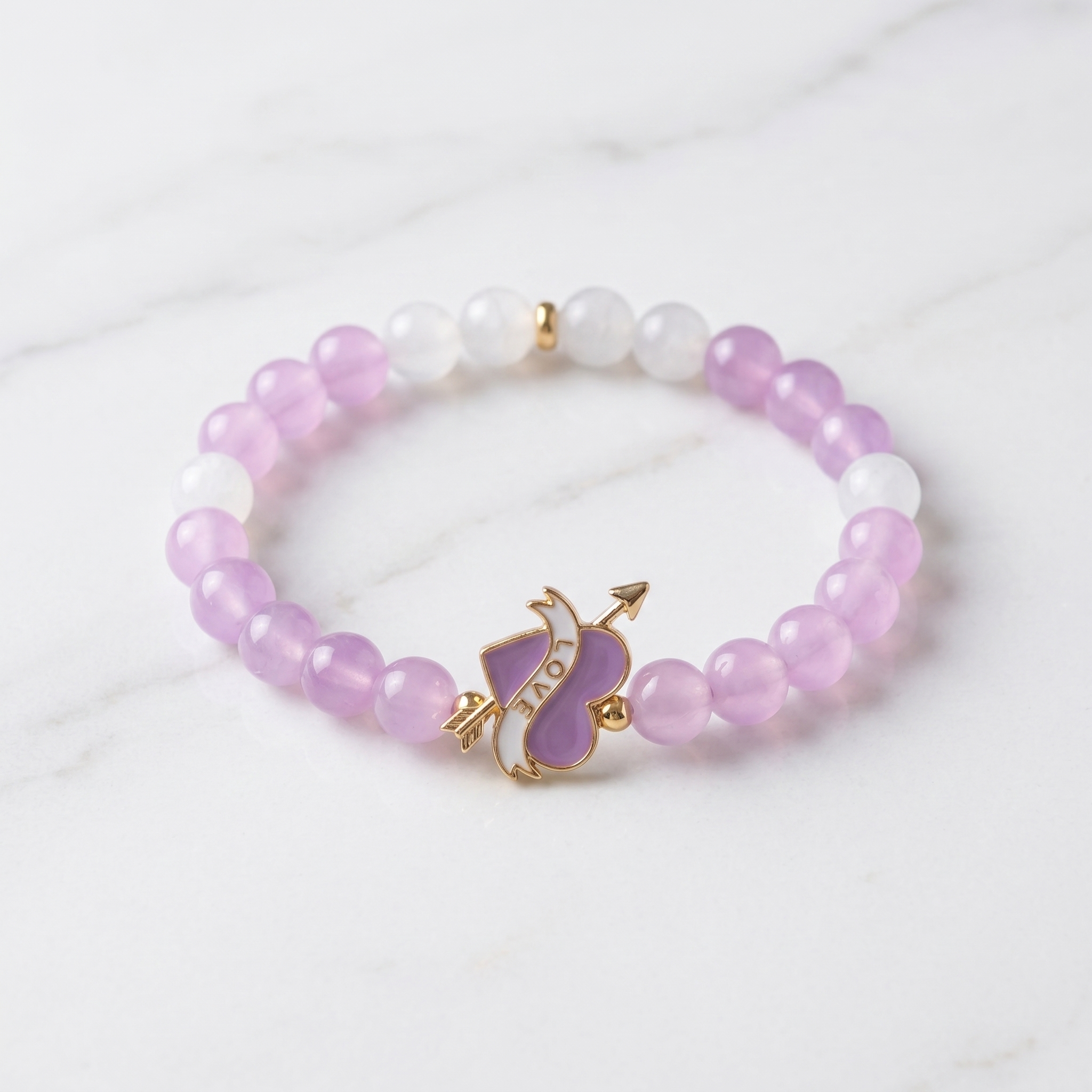 Pink Crystal Bead Bracelet with Butterfly Charm | Handmade Romantic Jewellery Gift for Her